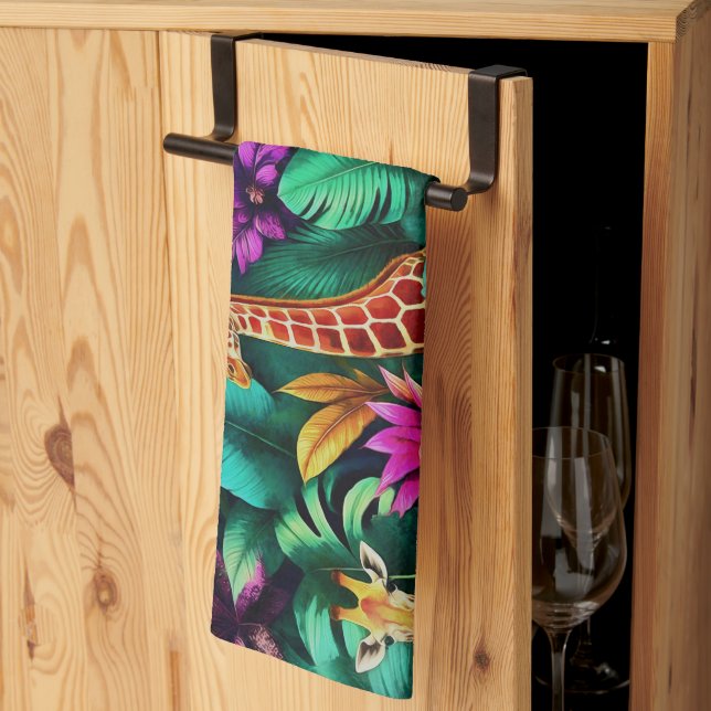 Giraffe Jungle Dreams Seamless Surface Pattern Kitchen Towel (Thirds Fold)