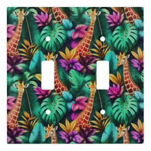 Giraffe Jungle Dreams Seamless Surface Pattern Light Switch Cover