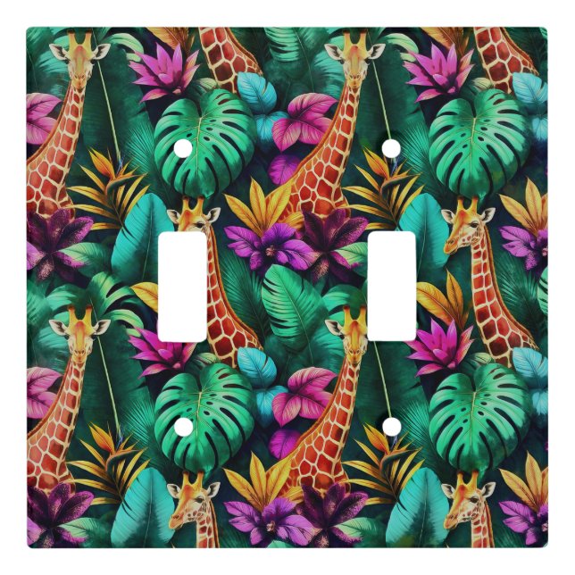 Giraffe Jungle Dreams Seamless Surface Pattern Light Switch Cover (Front)
