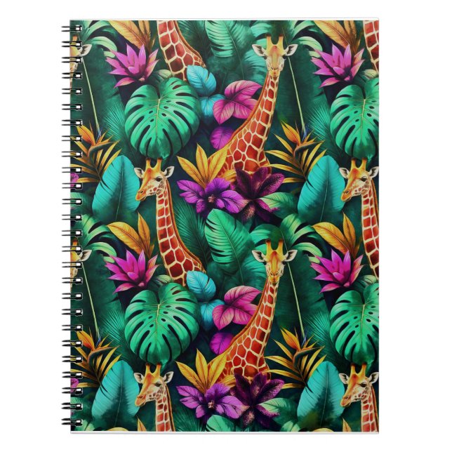 Giraffe Jungle Dreams Seamless Surface Pattern Notebook (Front)