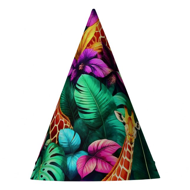 Giraffe Jungle Dreams Seamless Surface Pattern Party Hat (Front)
