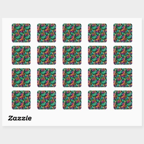 Giraffe Jungle Dreams Seamless Surface Pattern Square Sticker