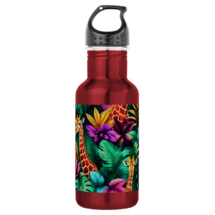 Giraffe Jungle Dreams Seamless Surface Pattern Stainless Steel Water Bottle