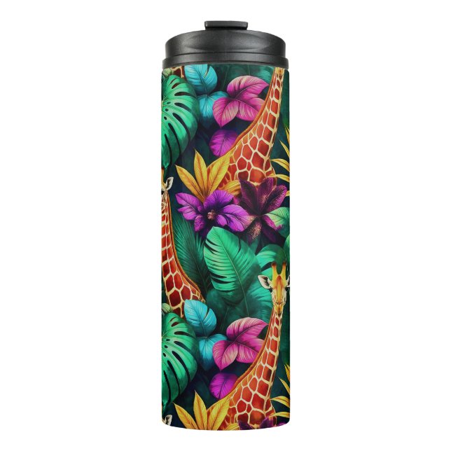 Giraffe Jungle Dreams Seamless Surface Pattern Thermal Tumbler (Front)