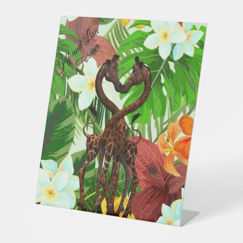 Giraffe Jungle In Love Table Top Sign