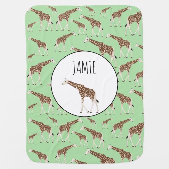 Giraffe Jungle Safari Animal Baby Blanket (Front)