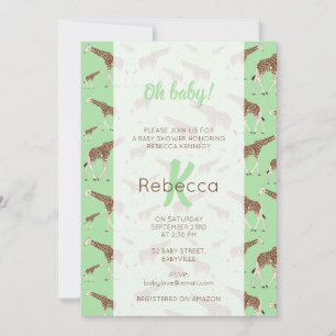 Giraffe Jungle Safari Animal Baby Shower Invitation