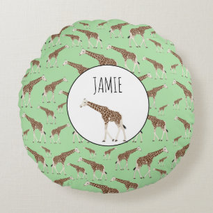 Giraffe Jungle Safari Animal Round Pillow