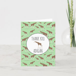 Giraffe Jungle Safari Animal Thank You Card