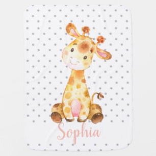Giraffe Jungle Safari Baby Girl Personalized Blanket