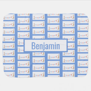Giraffe Kangaroo Pattern Personalized Name Baby Blanket