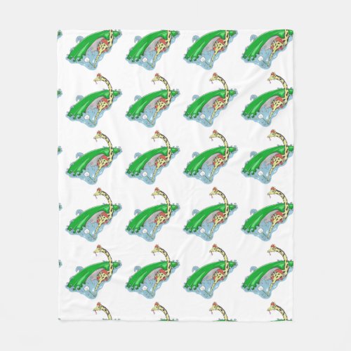 Giraffe kayaking roll fleece blanket