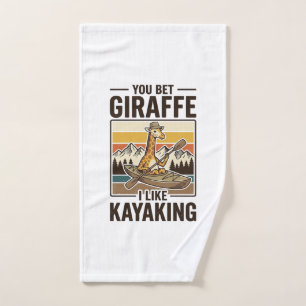 Giraffe Kayaking Vintage Funny T-Shirt Design_1 Hand Towel