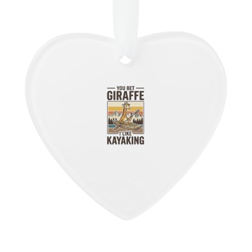Giraffe Kayaking Vintage Funny T-Shirt Design_1 Ornament
