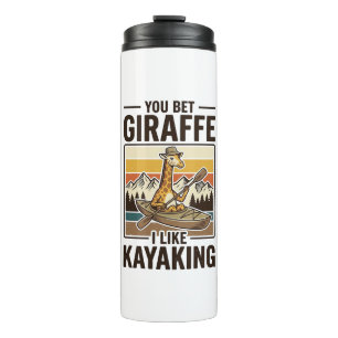 Giraffe Kayaking Vintage Funny T-Shirt Design_1 Thermal Tumbler