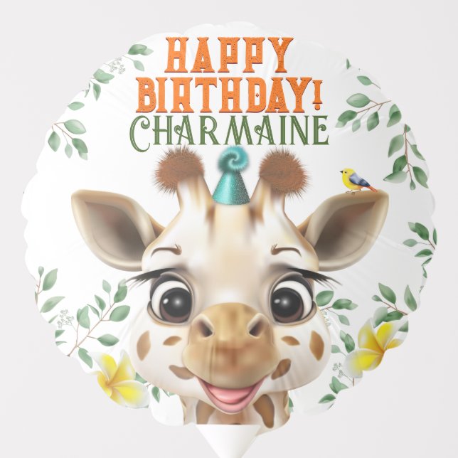 Giraffe Kids Birthday Balloon (Front)