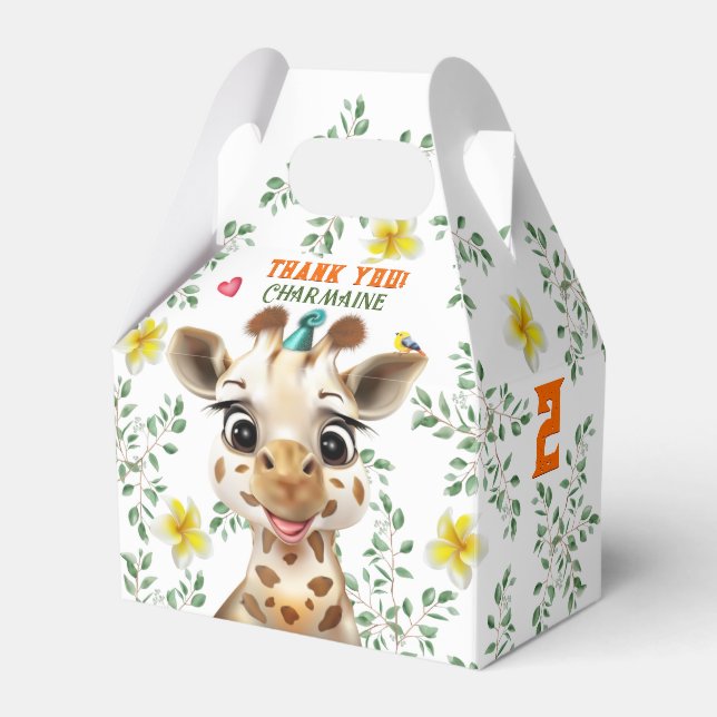 Giraffe Kids Birthday Favor Boxes (Front Side)