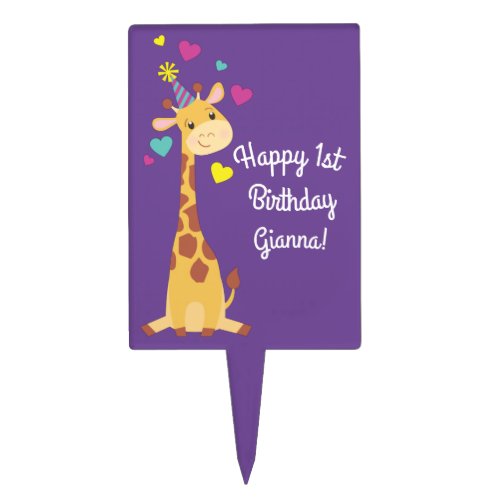 Giraffe Kids Birthday Party Cute Cake Topper