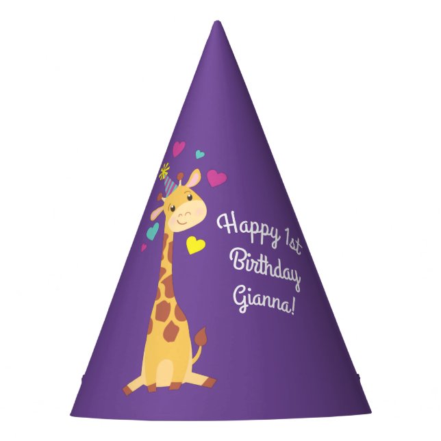 Giraffe Kids Birthday Party Cute Hat (Front)