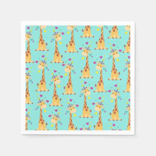 Giraffe Kids Birthday Party Cute Napkins (Front)