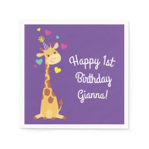 Giraffe Kids Birthday Party Cute Napkins
