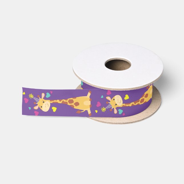 Giraffe Kids Birthday Party Cute Satin Ribbon (Spool)