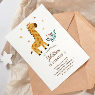 Giraffe Kids Birthday. Safari Jungle Toddler Party Invitation
