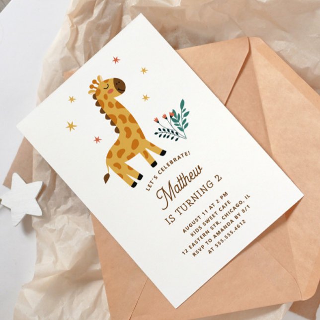 Giraffe Kids Birthday. Safari Jungle Toddler Party Invitation (Creator Uploaded)