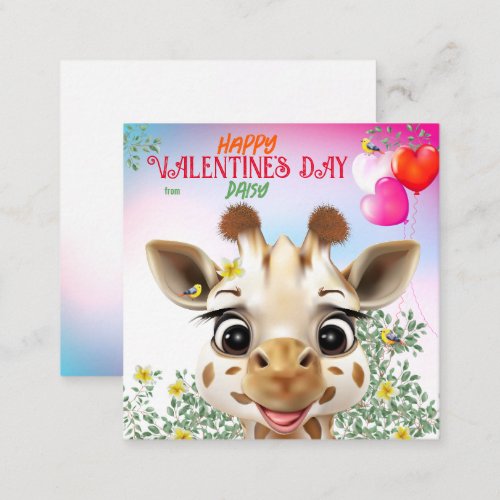 Giraffe Kids Classroom Valentine Cards