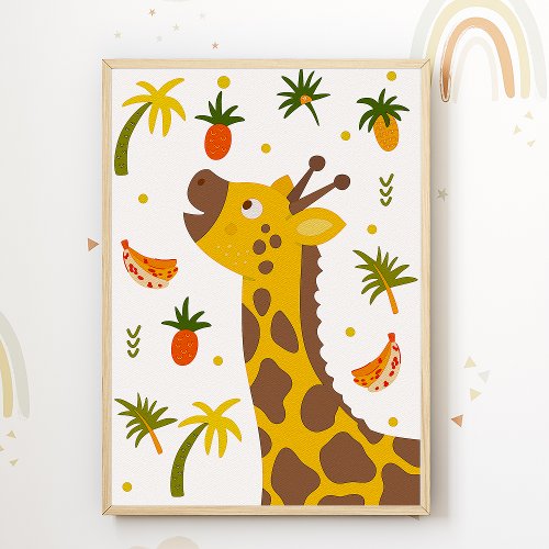 Giraffe Kids Poster Safari Animal Nursery Print