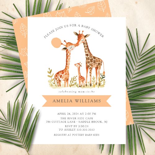 Giraffe Kisses Baby Shower Invitation