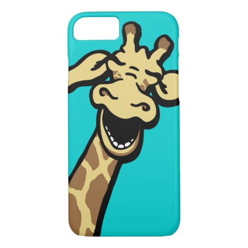 Giraffe laughing graphic teal iPhone case