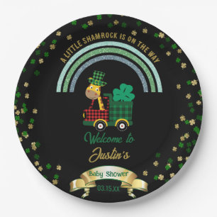 Giraffe Leprechaun Rainbow Baby Shower Welcome Paper Plates