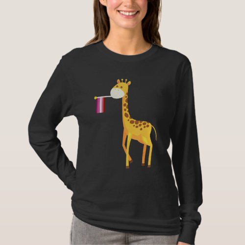 Giraffe Lesbian Flag Cute Lgbt Rainbow Gay Pride T_Shirt