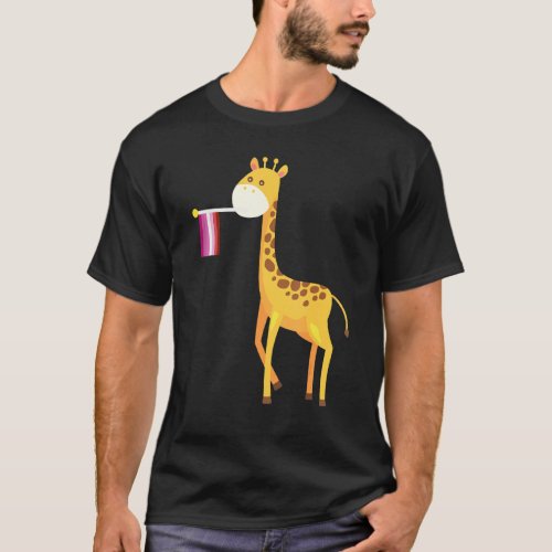 Giraffe Lesbian Flag Cute Lgbt Rainbow Gay Pride T_Shirt