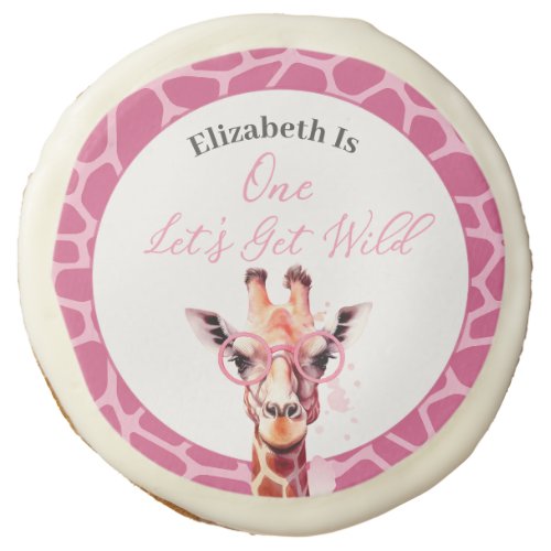 Giraffe _ Lets Get Wild _ 1st Birthday Sugar Cookie