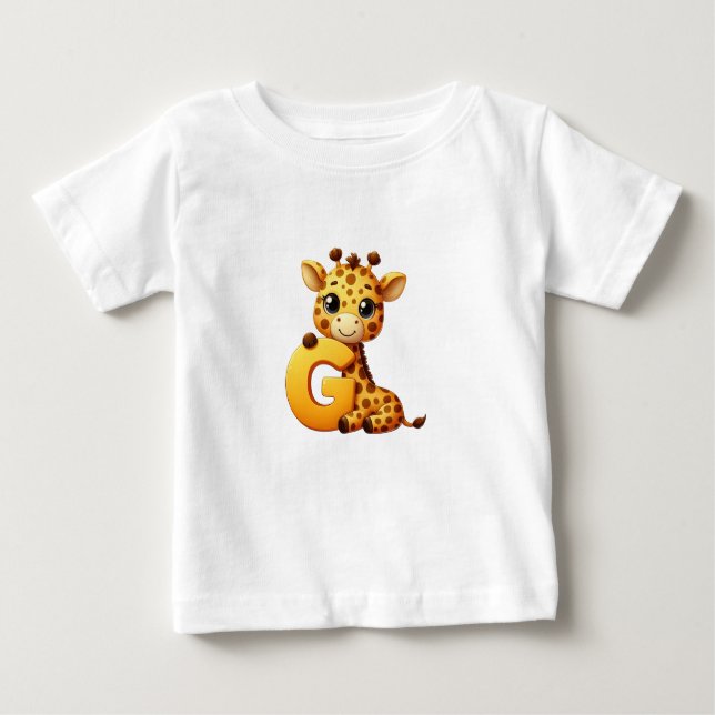 Giraffe Letter G Baby T-Shirt (Front)