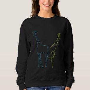 Giraffe Line Art Minimalist Animal Blue And Yellow Sweatshirt
