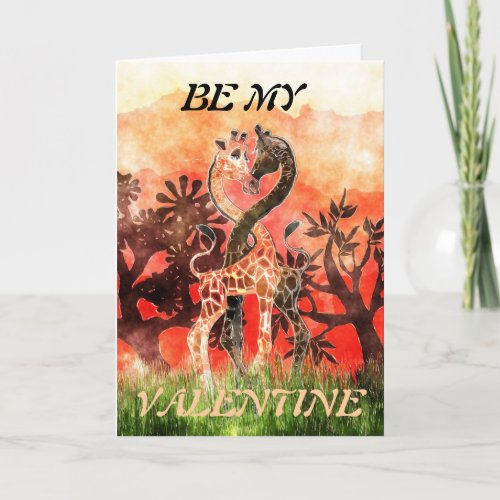 Giraffe Love _ Be My Valentine Holiday Card