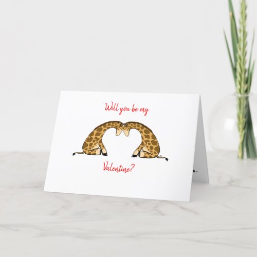 Giraffe Love Heart Valentines Card