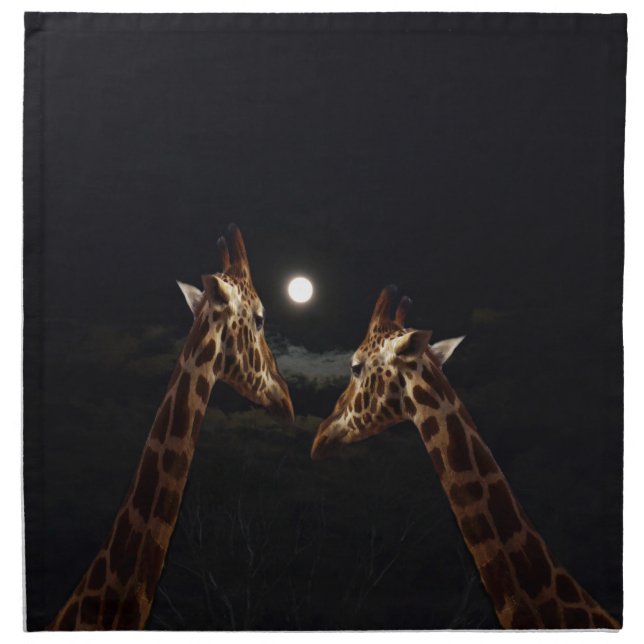 Giraffe Love In The Moonlight, Napkin (Front)