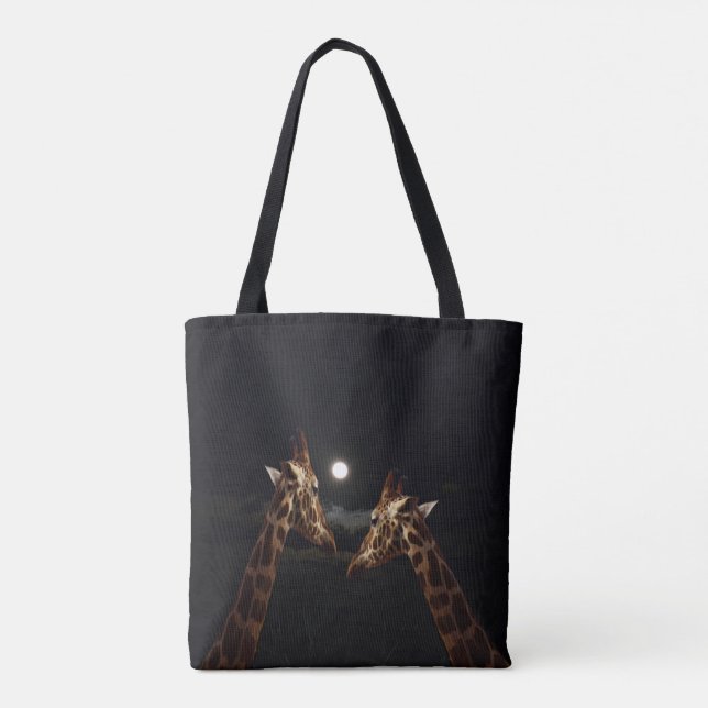 Giraffe Love In The Moonlight, Tote Bag (Back)