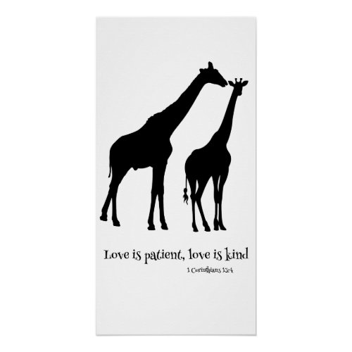 Giraffe Love is patient Love is Kind  Poster