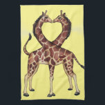 Giraffe Love kitchen towel<br><div class="desc">Giraffes face each other. Their necks make a heart shape</div>
