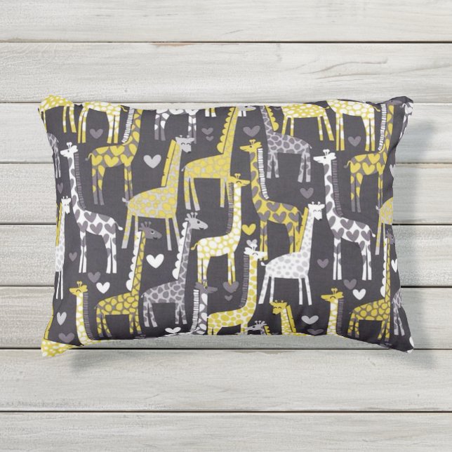 Giraffe Love Outdoor Pillow (Front)
