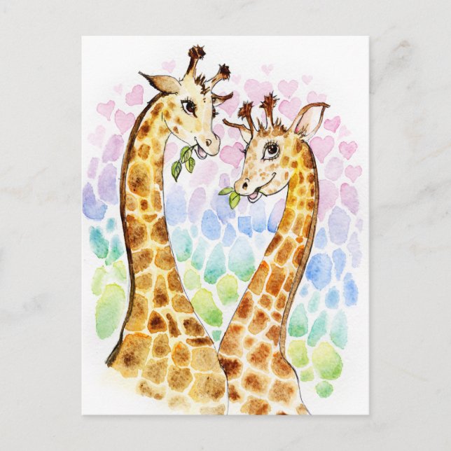Giraffe love postcard (Front)