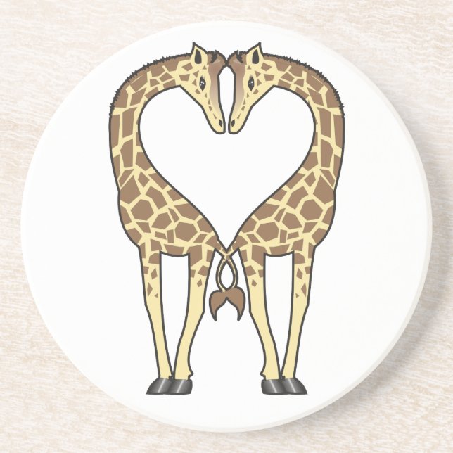 Giraffe Love Sandstone Coaster (Front)