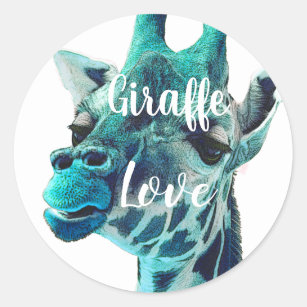 Giraffe Love Typography or Your Favorite Quote Classic Round Sticker