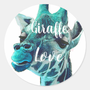 Giraffe Love Typography or Your Favorite Quote Classic Round Sticker