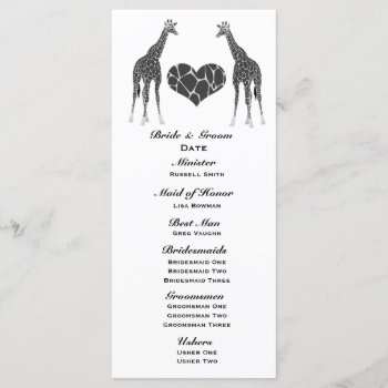 Giraffe Love Wedding Program by RiverJude at Zazzle